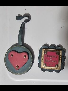 Dooney & Bourke Teal and Pink Leather Bag Charms with Gold Accents
